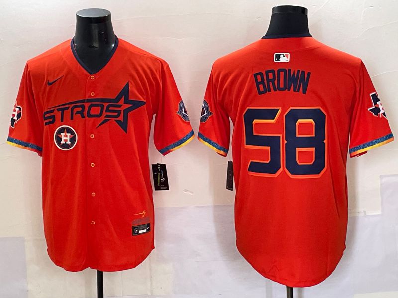Men Houston Astros #58 Brown Orange Fourth generation Joint Name 2025 Nike MLB Jersey style 6->houston astros->MLB Jersey